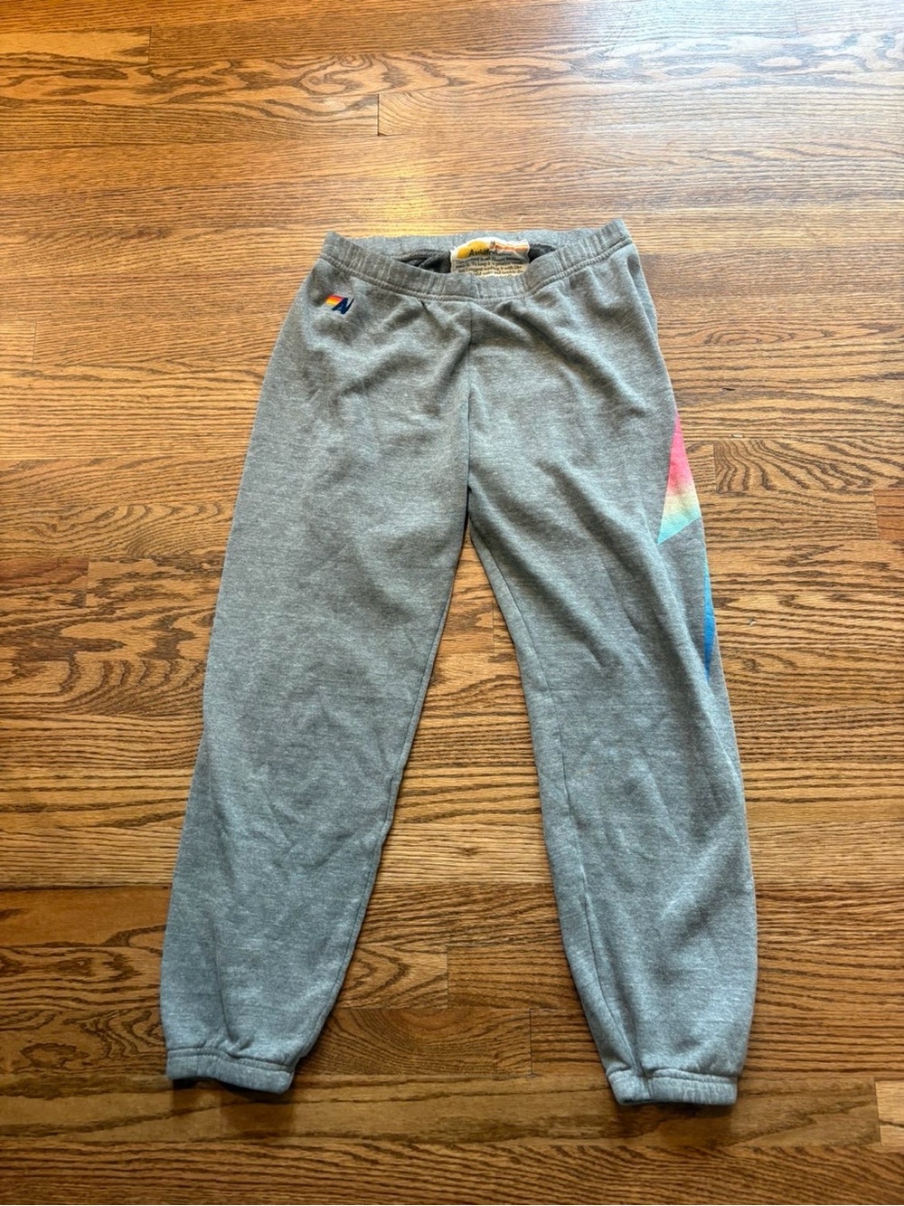 Aviator Nation Gray Sweatpants with Rainbow Side Stripe